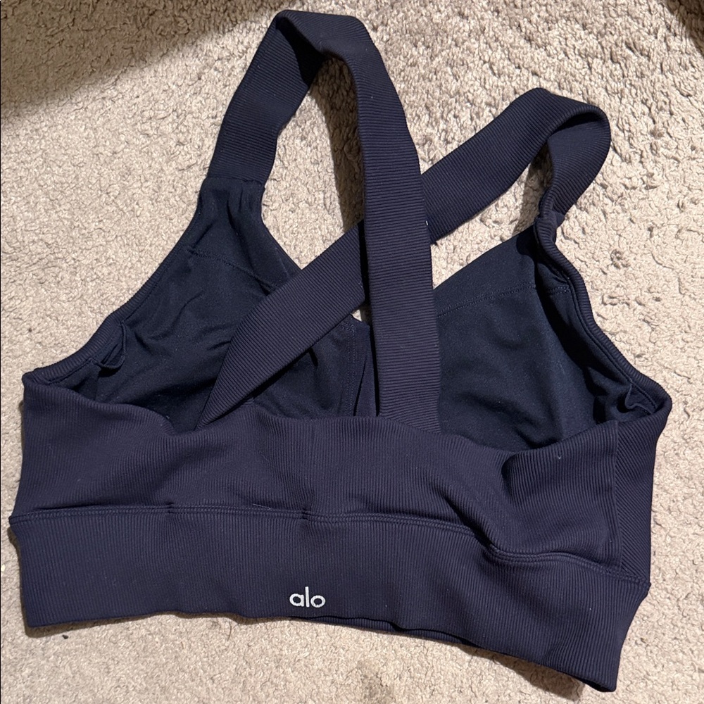 ALO Yoga Women's Navy Cross-Back Sports Bra